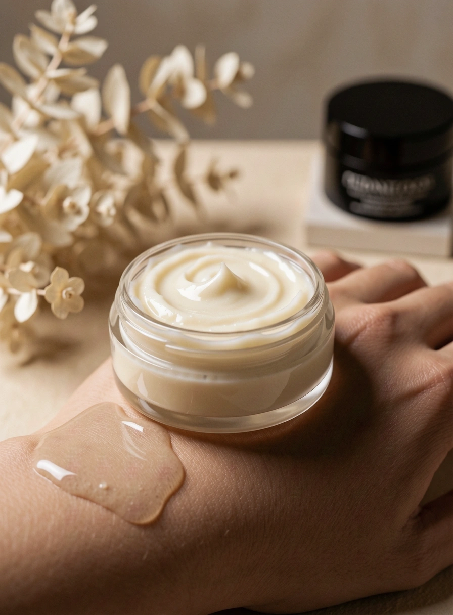 Texture of cream on skin